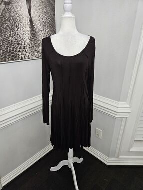 NWT new philosophy black scoop neck long sleeve dress size XL